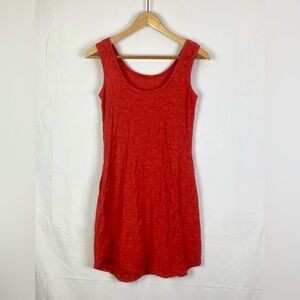 TOAD & Co Samba Tide Sz Medium Coral Red Tank Dress Cotton Pockets Stretch EUC